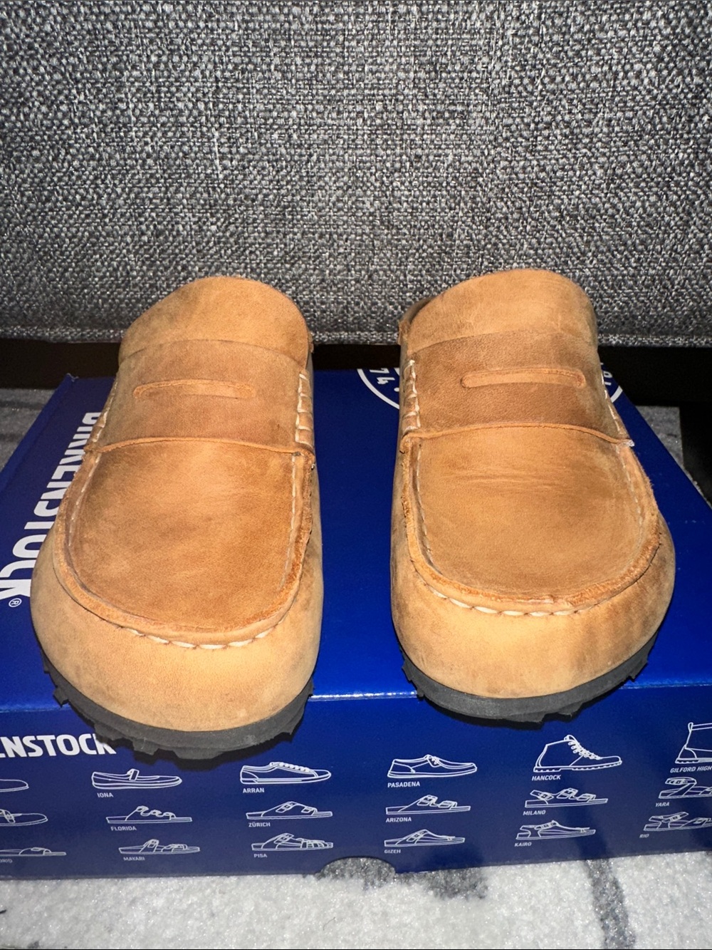 Birkenstock Naples Wrapped Suede Penny Loafers - Cognac. Make an offer!